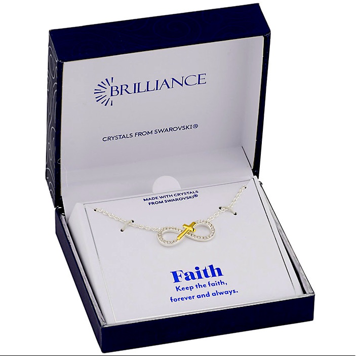 Infinity Cross Necklace, Crystal, Silver Tone! Nwt!